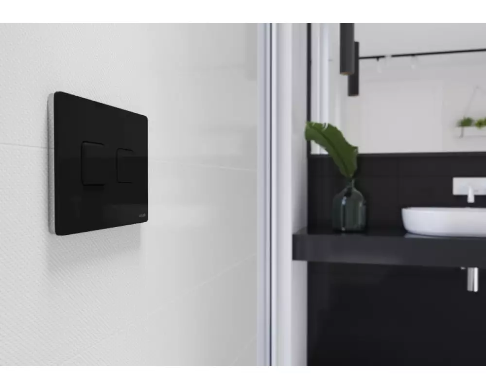 Кнопка ACCENTO CIRCLE пневматическая черная глянцевая стекло