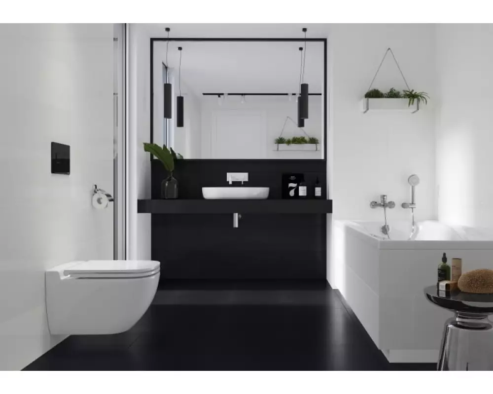 Кнопка ACCENTO CIRCLE пневматическая черная глянцевая стекло