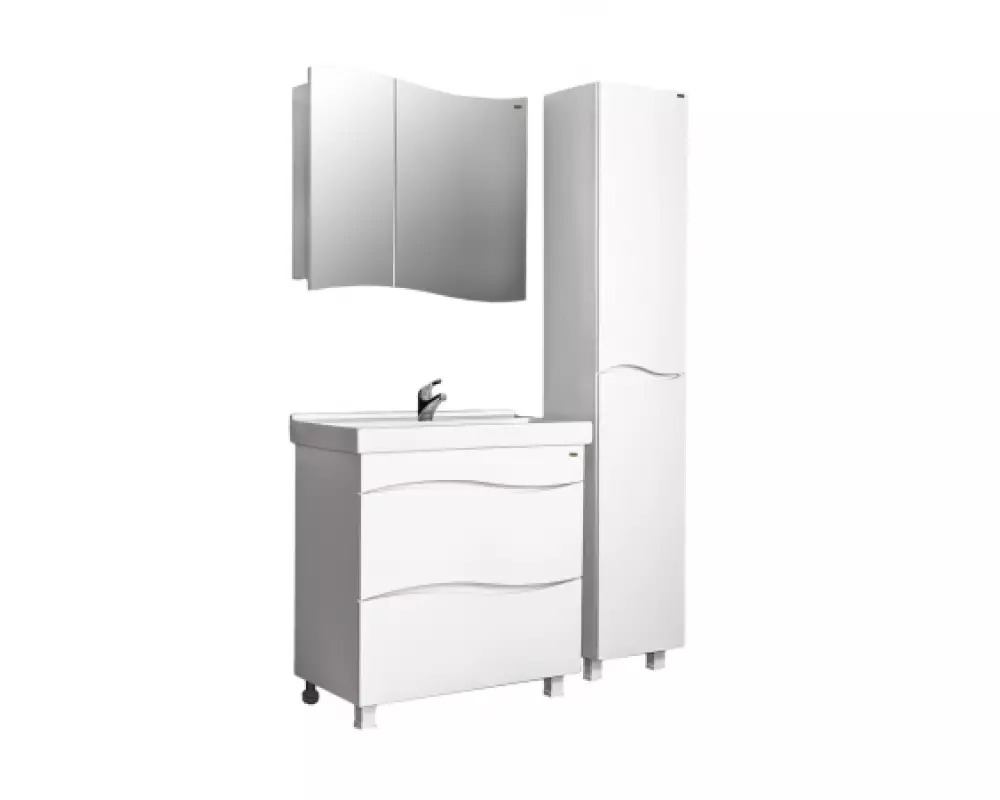 Комплект мебели «Смайл-Фостер» 800 2 Ящика (тумба,умывальник,шкаф зеркальный,колонна с корзиной для белья)