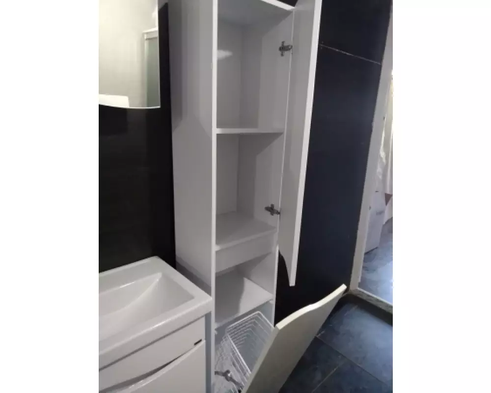 Комплект мебели «Смайл-Фостер» 800 2 Ящика (тумба,умывальник,шкаф зеркальный,колонна с корзиной для белья)