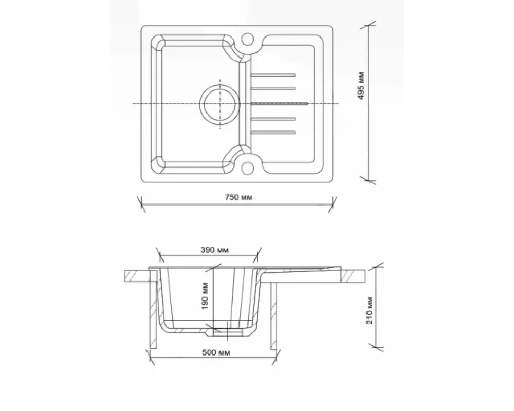 Каменная мойка Granmill 022 (молотый мрамор),глянец-блестки