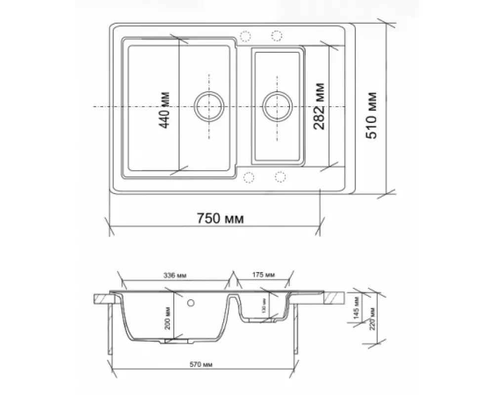 Каменная мойка Granmill 030  (молотый мрамор)
