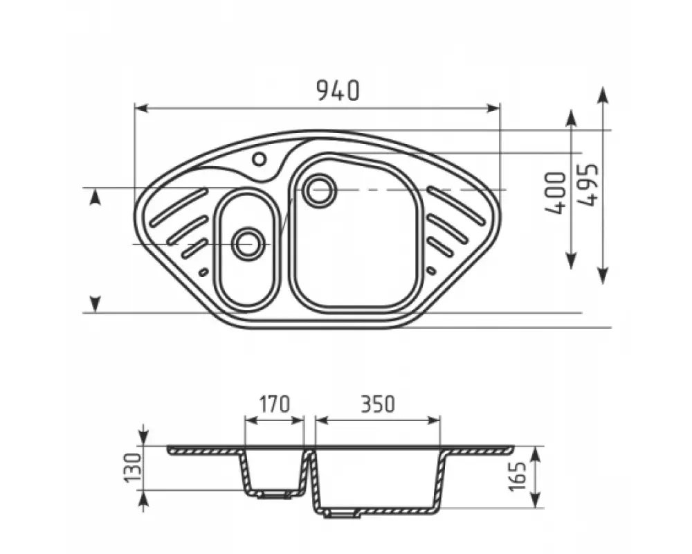 Каменная мойка Granmill 032 (молотый мрамор)