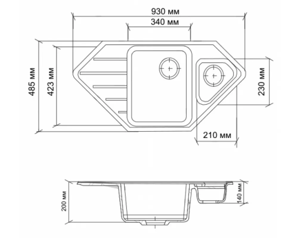 Каменная мойка Granmill 034 (молотый мрамор)