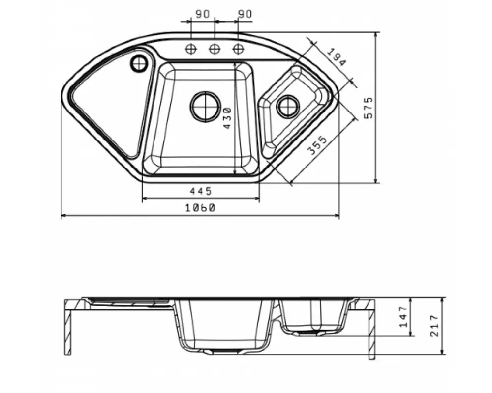 Каменная мойка Granmill 037 (молотый мрамор)
