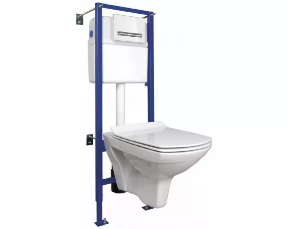 Комплект CARINA NEW безободковый с сиденьем SLIM с инсталяцией LINK PRO  кнопка PILOT стекло белая