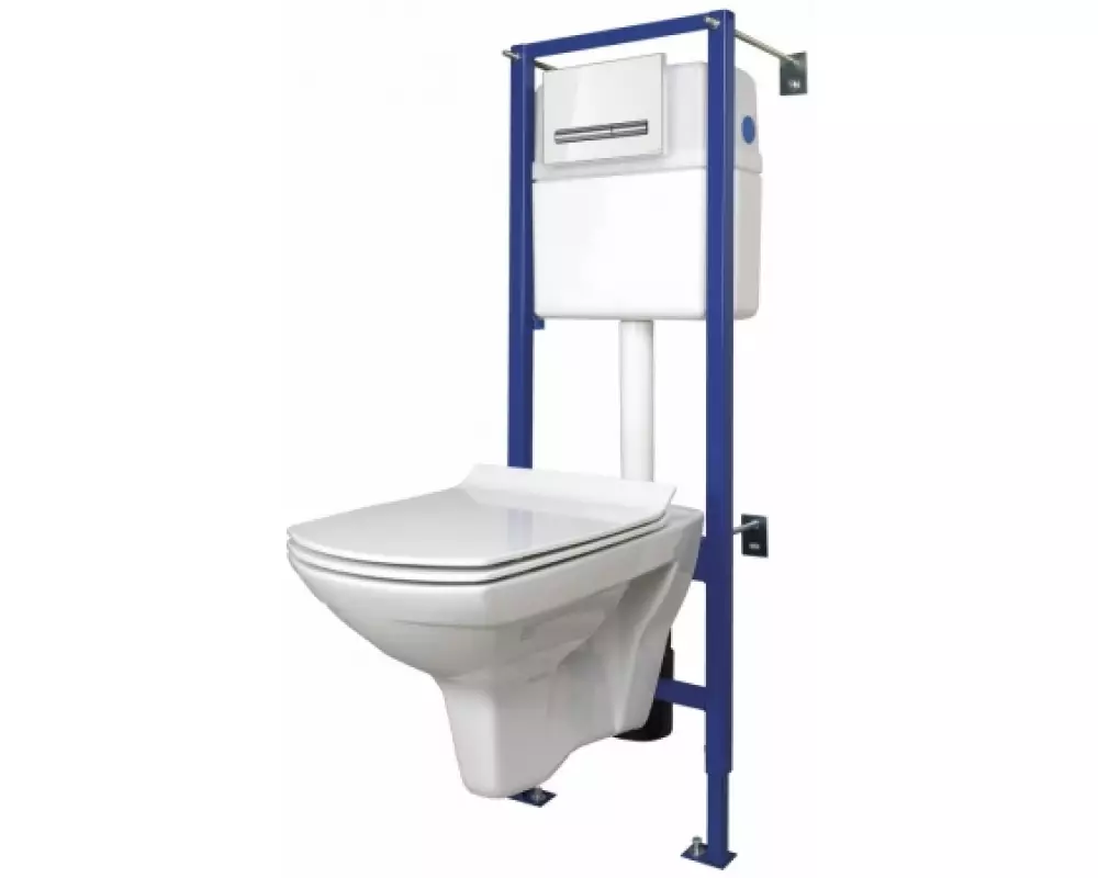 Комплект CARINA NEW безободковый с сиденьем SLIM с инсталяцией LINK PRO  кнопка PILOT стекло белая