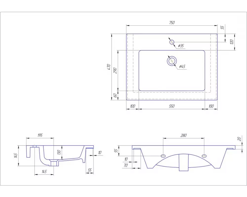 Комплект мебели «Line-Оскар» 750 2 Ящика