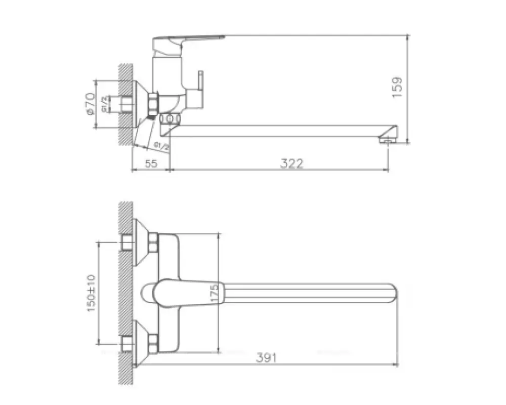 HB22563 Смеситель Haiba для ванны  переключатель в корпусе