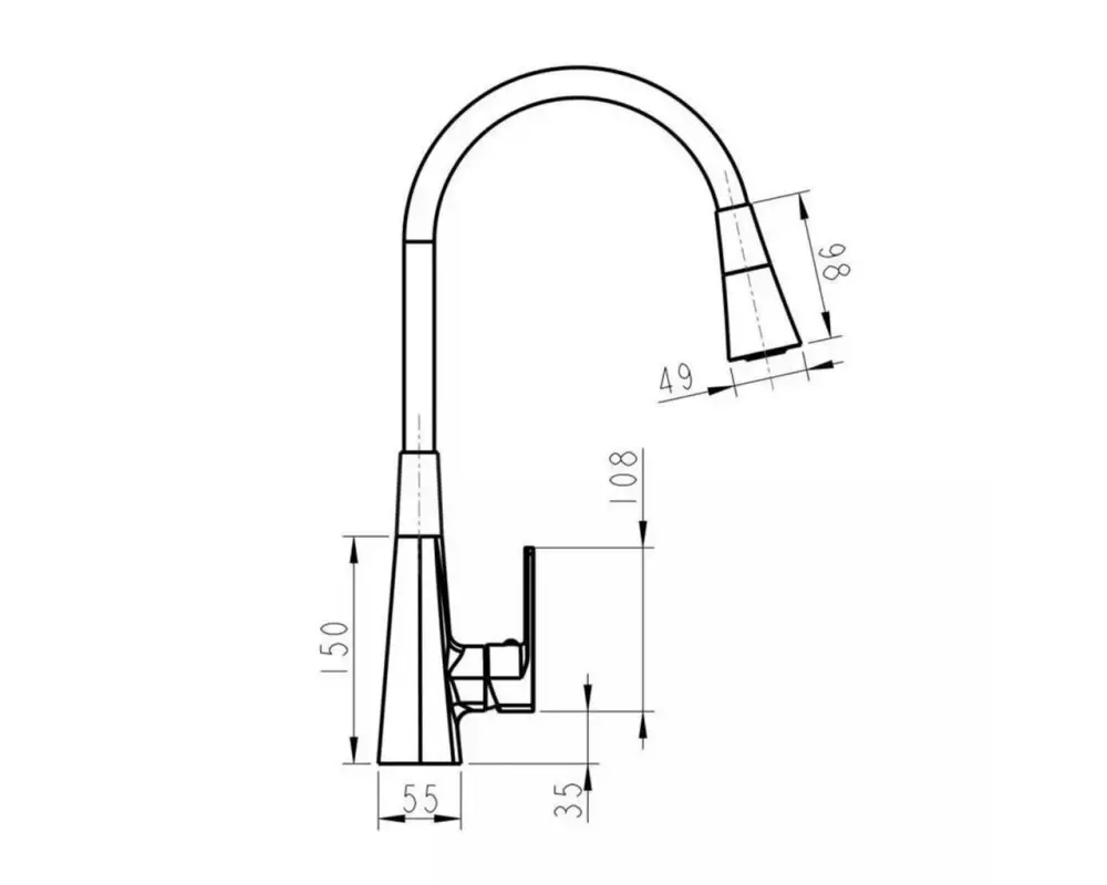 HB73823-3 Смеситель Haiba  с силиконовым  гибким изливом