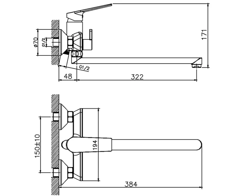 HB22533-3 Смеситель Haiba для ванны  переключатель в корпусе