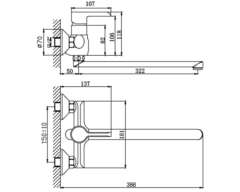 HB22805-7 Смеситель Haiba для ванны  переключатель в корпусе