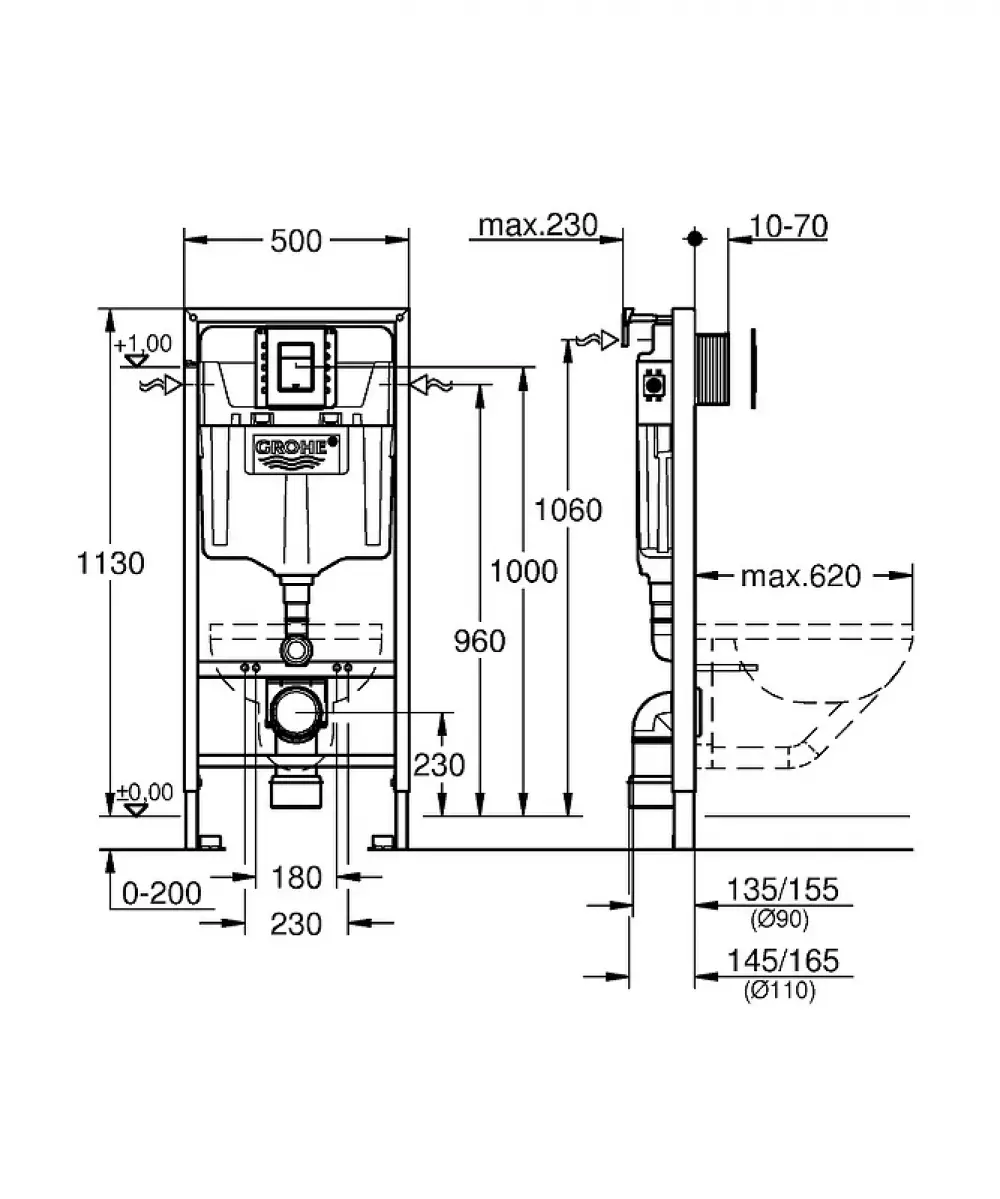 Инсталляция GROHE SOLIDO 38811000  (комплект 3 в 1)