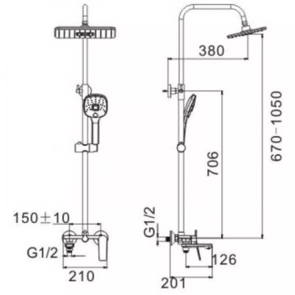 HB24533-7 Душевая система BELZ с верхним душем «Зонт»