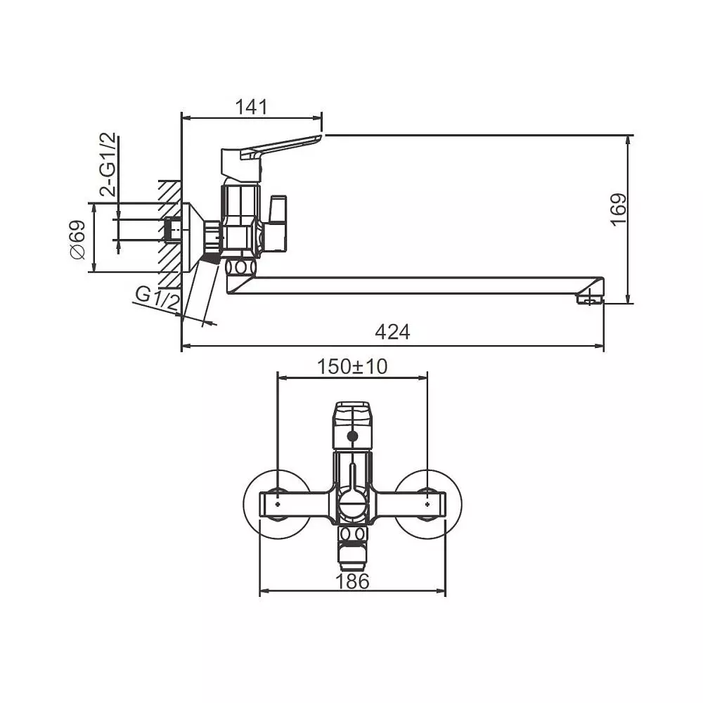 B22715 Смеситель BELZ для ванны  переключатель в корпусе