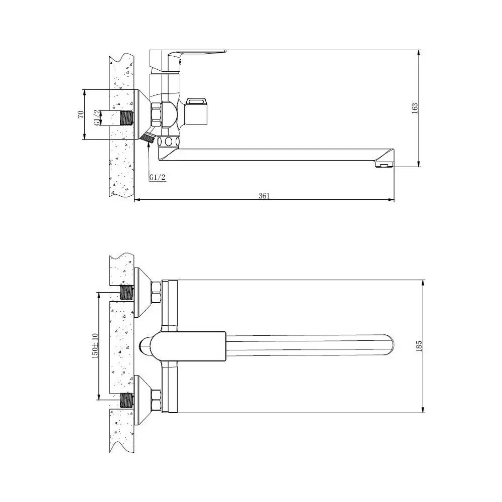 B22679 Смеситель BELZ для ванны  переключатель в корпусе