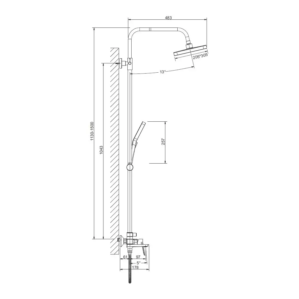B24715 Душевая система BELZ с верхним душем «Зонт»