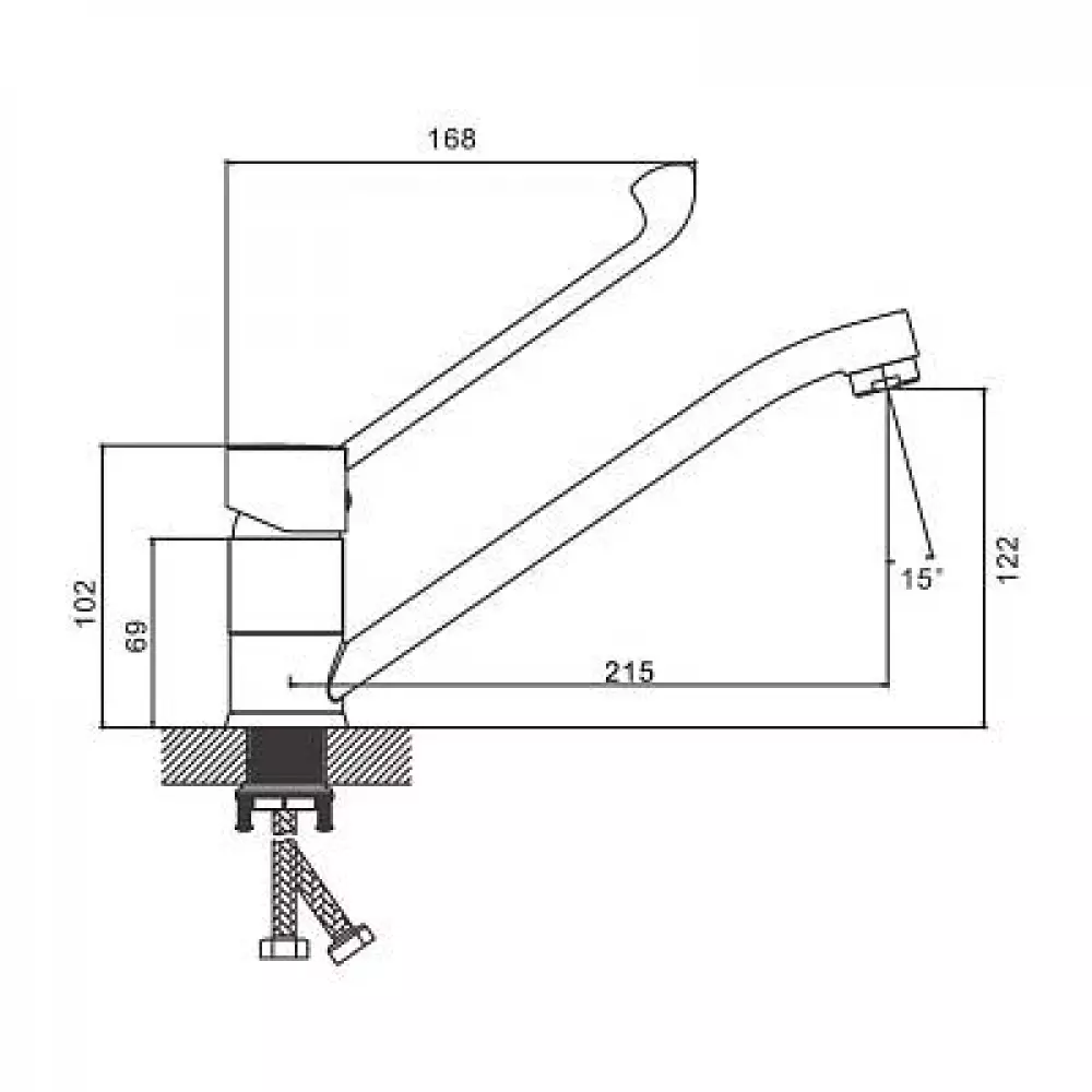 B70019 Смеситель BELZ хирургический для кухни с гайкой хром