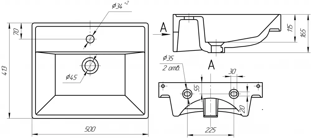 Тумба «Танго Ника-Енисей» 500 с умывальником