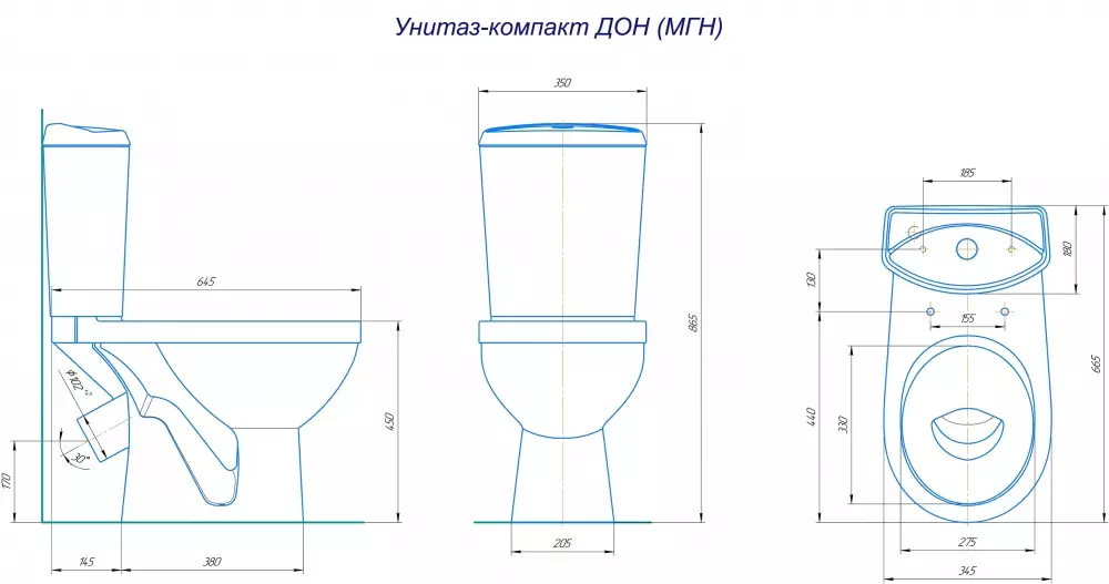Унитаз-компакт"Дон"для людей с ограниченными возможностями