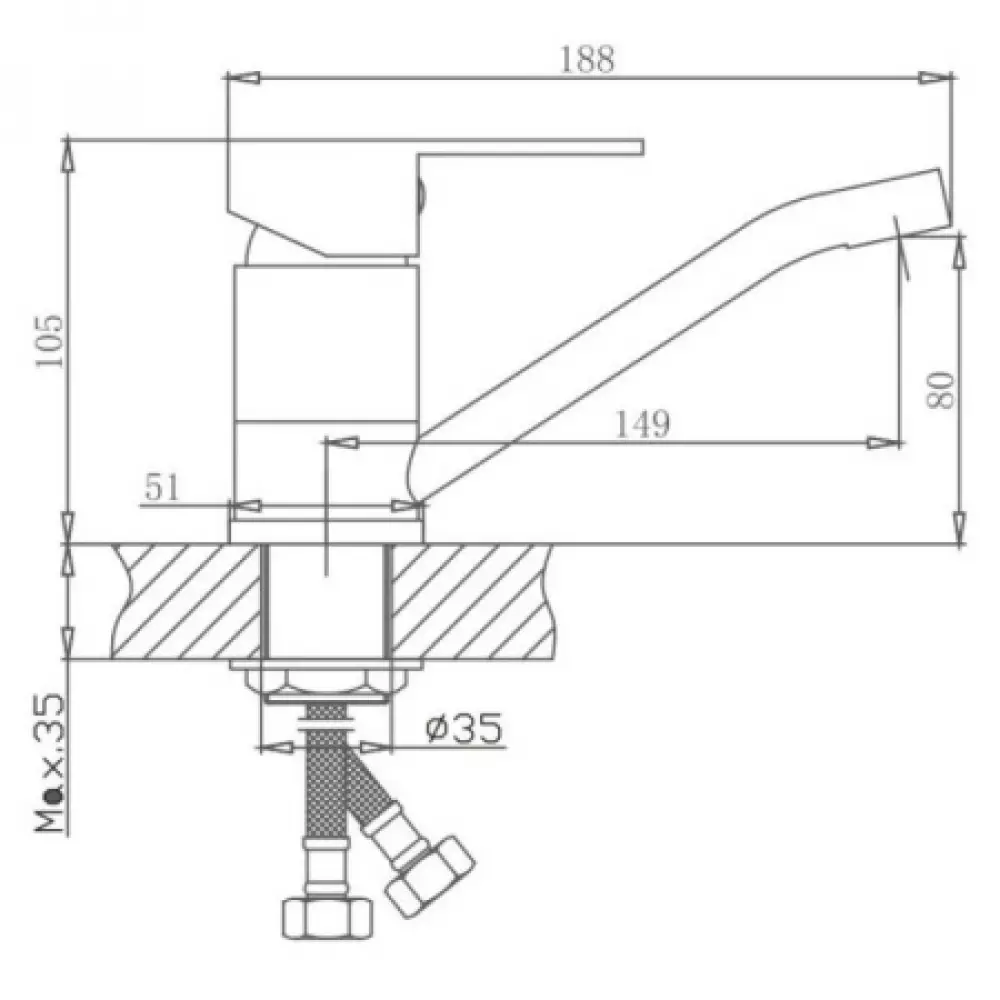 HB45802 Смеситель Haiba однорычажный для раковины