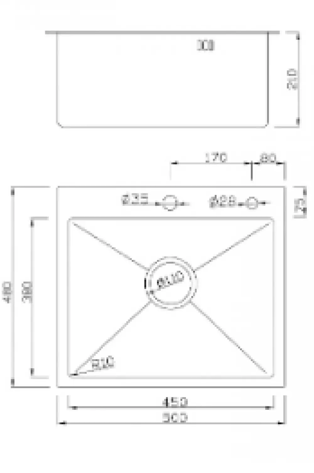 Кухонная мойка STELLUM 500Х480 врезная BLACK