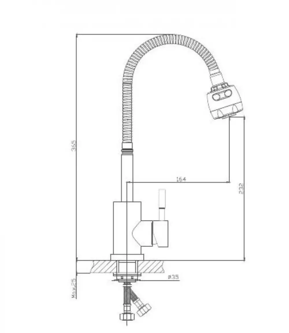 HB73304 Смеситель Haiba для кухни с гайкой гибким изливом