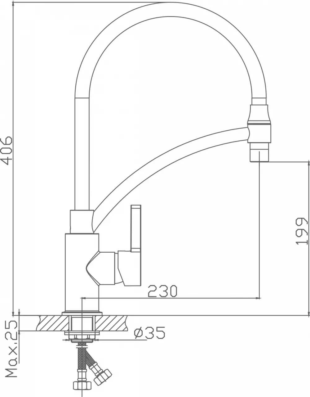 HB73643-3 Смеситель для кухни с гибким изливом